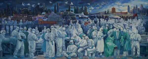 102、《浙江援鄂医疗队》 壁画系梁怡、苗玲、初千卉、单飞达、柯榕程100×250cm 布面丙烯.jpg